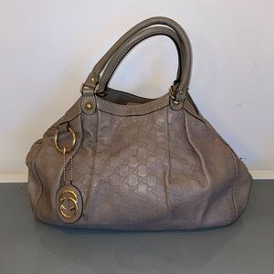 GUCCI Sukey Gray Leather Tote **Authentic**